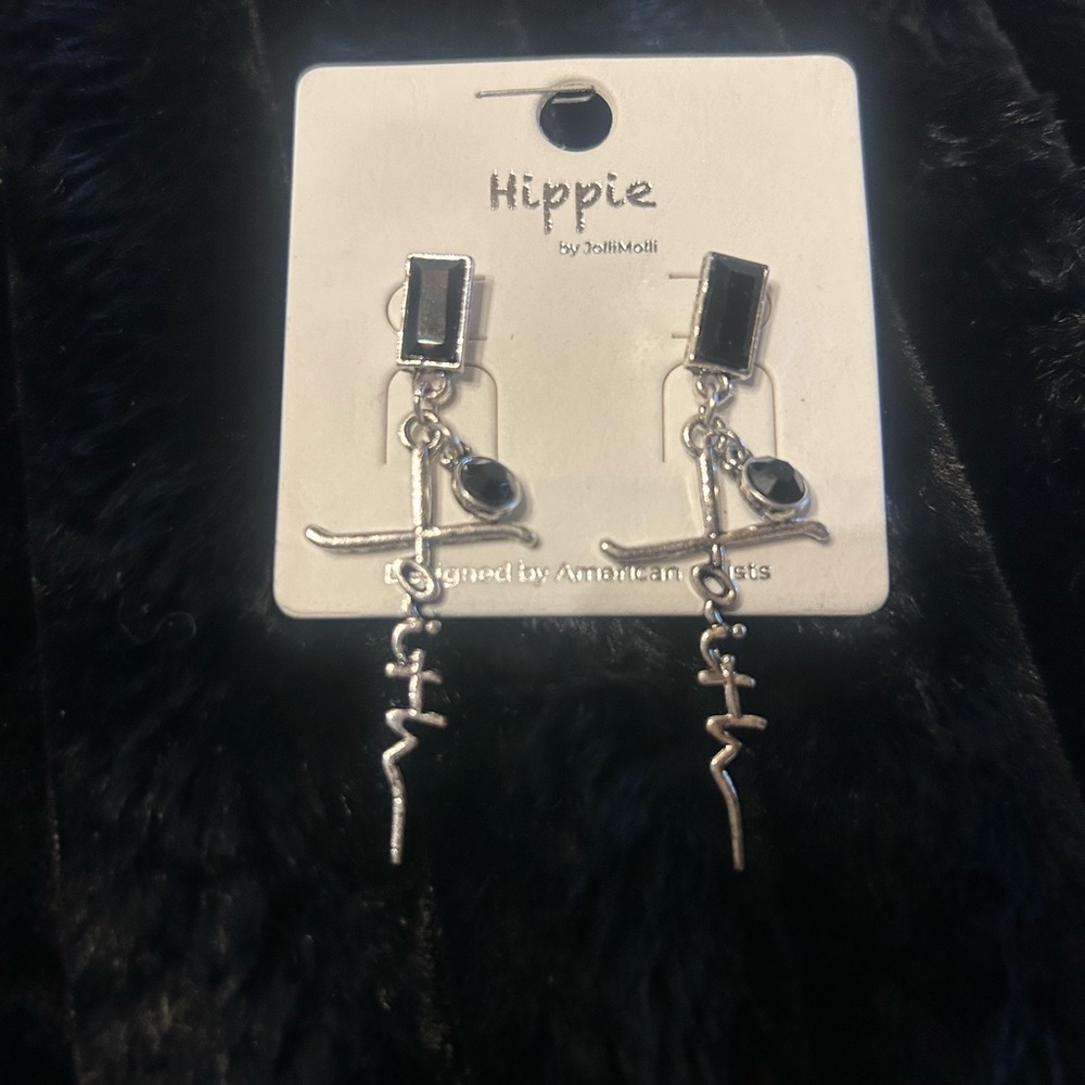 Silver and Black Dangle Earrings